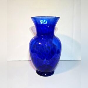 Indiana Glass 'Illusions' Cobalt Blue Vase 11" Vintage MCM Home Decor Glassware